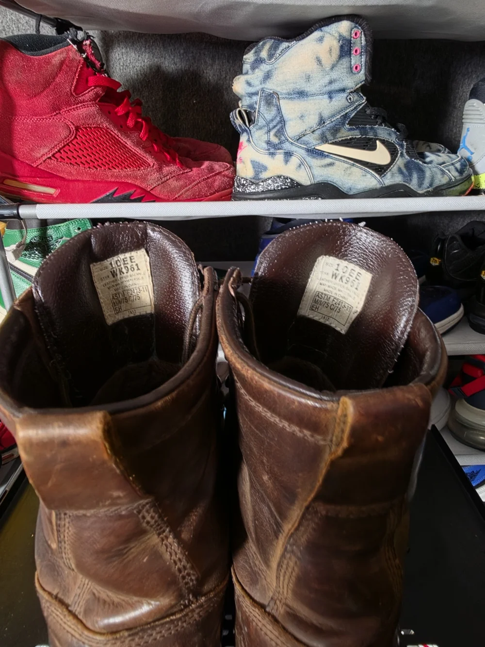 🔥 Justin Boots Brown Leather Lace-Up Work Boots Men Size 10 EE